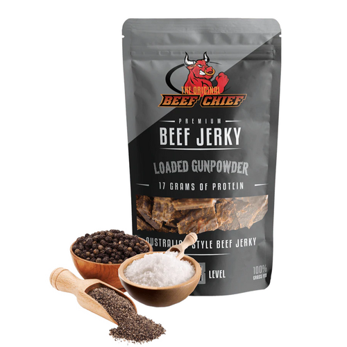 CLEARANCE Loaded Gunpowder Premium Beef Jerky 30grams 100% Grass Fed 