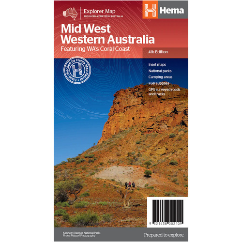 Mid West Western Australia Map feat. WA's Coral Coast Map