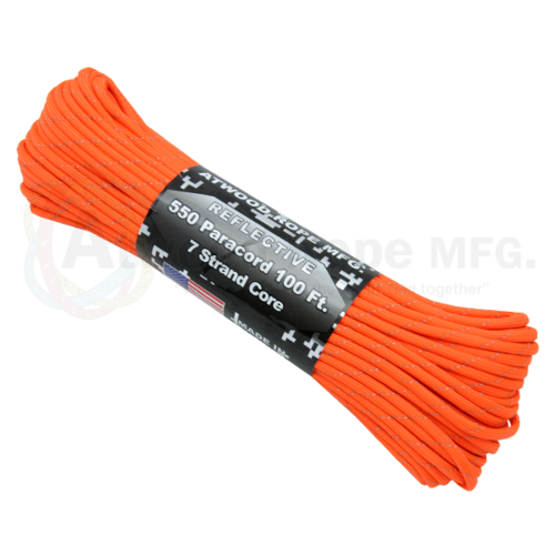 Paracord "Reflective Neon Orange" 550 7 strand (100ft) MADE IN USA