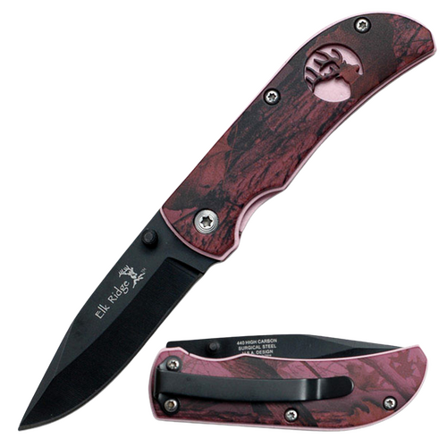 Elk Ridge Dark Pink & Camo Pocket Knife