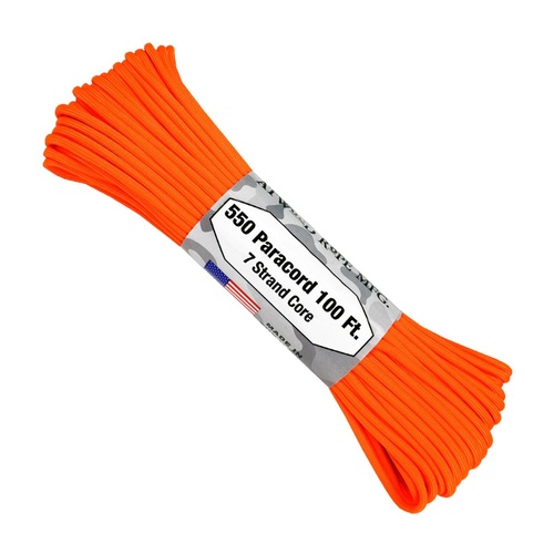 Paracord "Neon Safety Orange" 550 7 strand (100ft) MADE IN USA