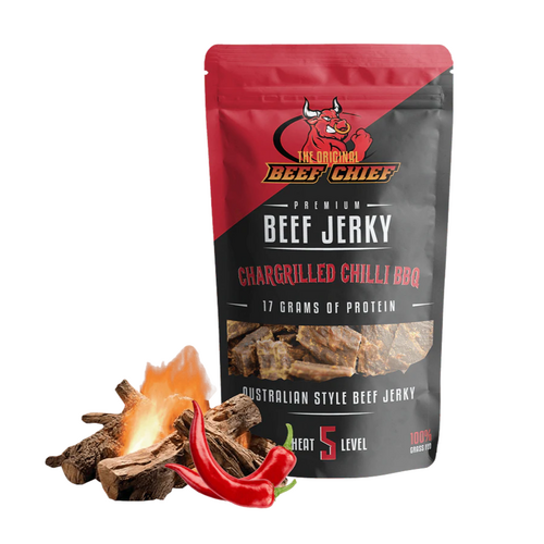 Chargrilled Chilli BBQ Premium Beef Jerky 30grams 100% Grass Fed 