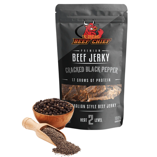 Cracked Black Pepper Premium Beef Jerky 30grams 100% Grass Fed 