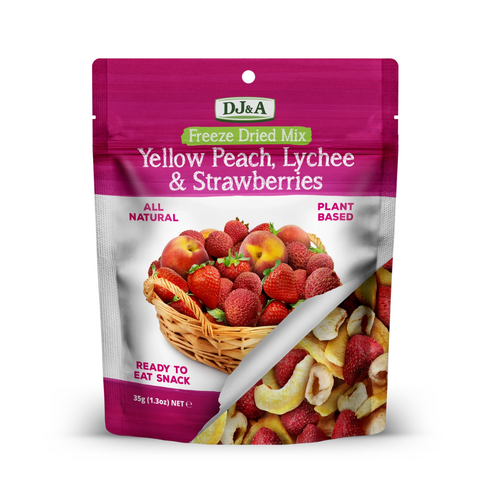 Freeze-Dried Yellow Peach, Lychee & Strawberries 35g