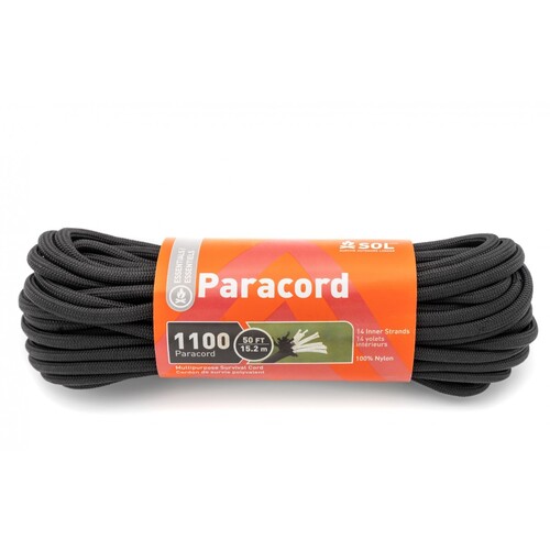 SOL Black 1100 Paracord 50ft (15.2m)