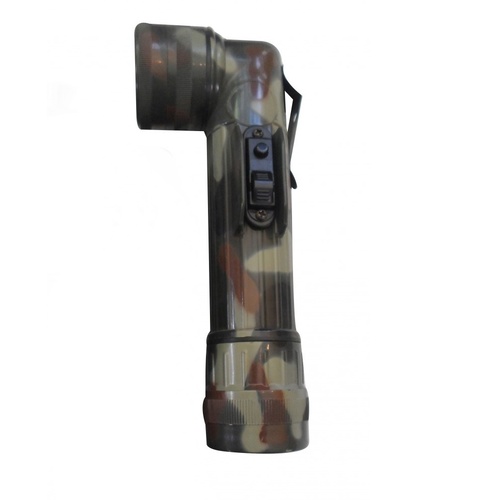 LED Military Style Angled Head Torch Camouflage