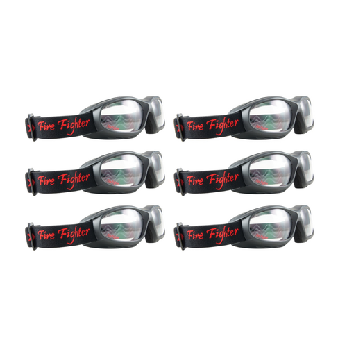 6 Pack Clear Lens Low Profile Fire Fighter Goggles 6 Pack 