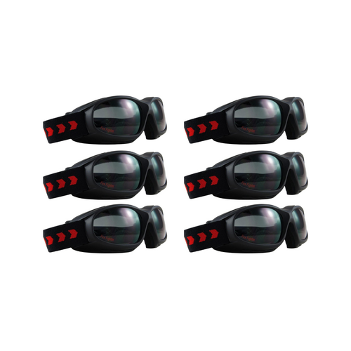 6 Pack Tinted Lens Low Profile Fire Fighter Goggles