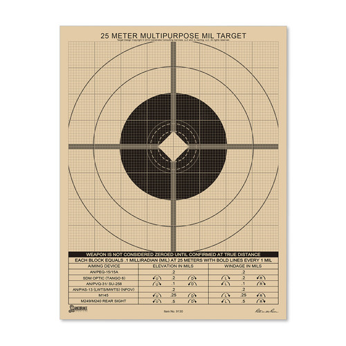 25M True MIL Grid Multipurpose Target 100 Sheets