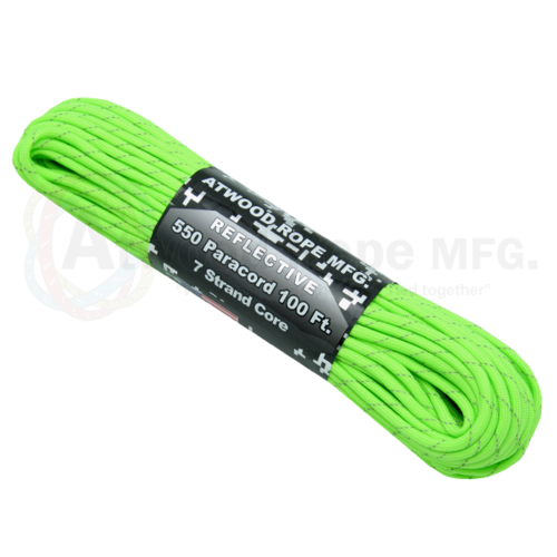 Paracord "Reflective Neon Green" 550 7 strand (100ft) MADE IN USA