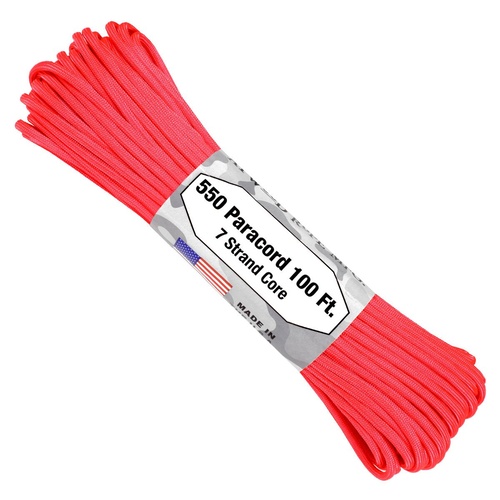 Paracord Hot Neon Pink 550 7 strand (100ft) MADE IN USA 100% Nylon