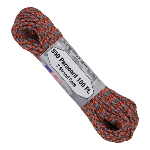 Paracord "Lava" 550 7 strand (100ft) MADE IN USA