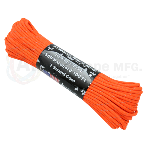 Paracord "Reflective Neon Orange" 550 7 strand (100ft) MADE IN USA