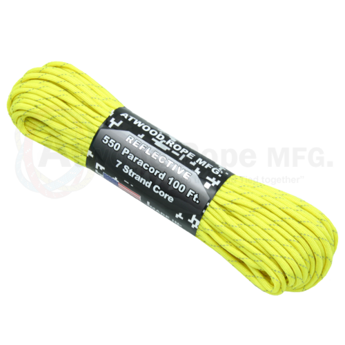 Paracord "Reflective Neon Yellow" 550 7 strand (100ft) MADE IN USA