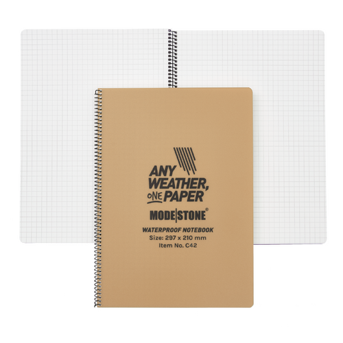 A4 Side Spiral Tan Waterproof Notepad A4 210x297mm 50 Sheets