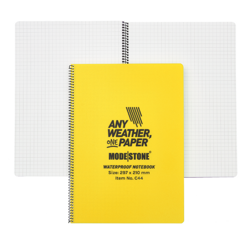 A4 Side Spiral Yellow Waterproof Notepad 210x297mm 50 Sheets