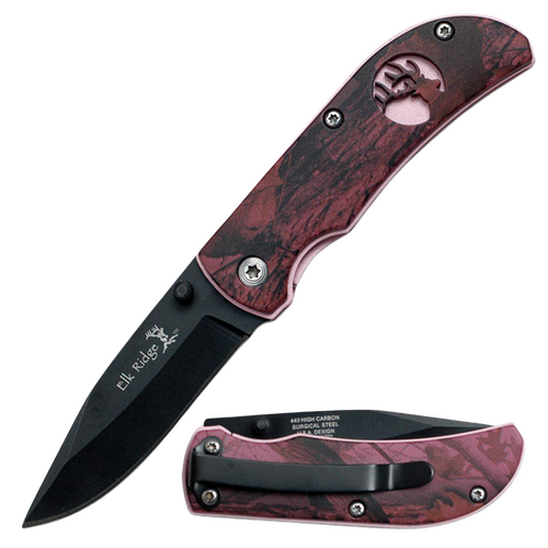 Elk Ridge Dark Pink & Camo Pocket Knife