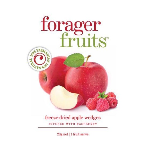 Forager Fruits freeze-dried Apple wedges, infused with Raspberry.