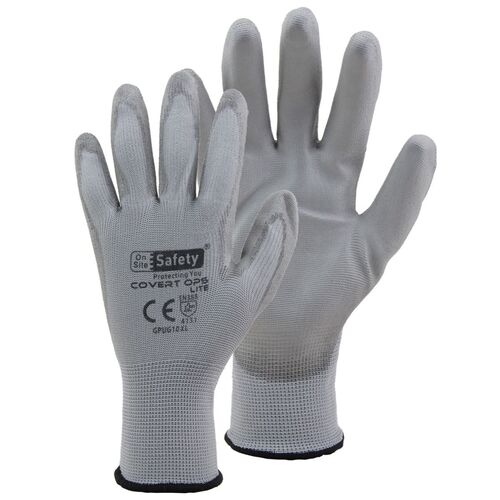 Covert Ops Gloves Lite Grey PU Coating