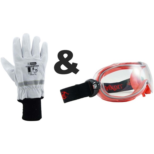 Goggles & Gloves Wildland Wildfire Fire Fighting Safety Combo Pack