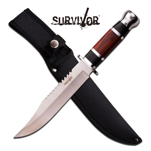 Sawback Wooden Fixed Blade Survival Knife