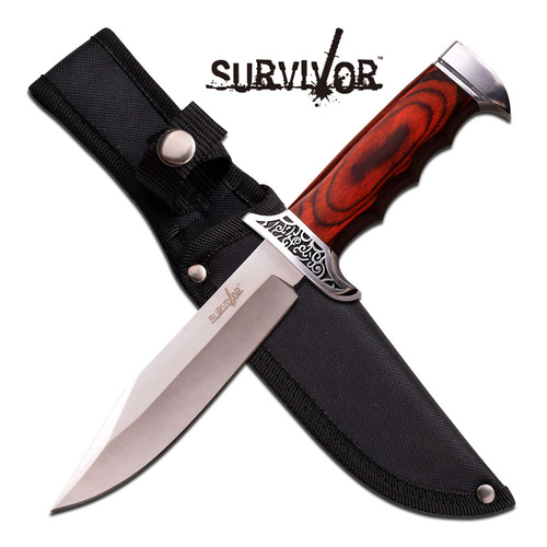 Survivor Wooden Handle Fixed Blade Knife