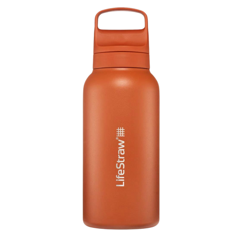 Lifestraw Go 2.0 Stainless Steel Water Filter Bottle 1L [Colour: Kyoto Orange]