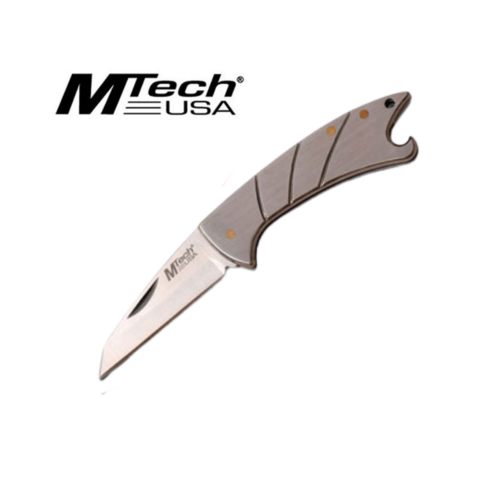 MTech Silver S/S Folding Pocket Knife with Bottle Opener