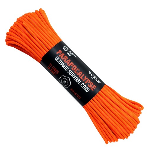 Safety Neon Orange 25ft Parapocalypse Kevlar Dyna-X 11-Strand 