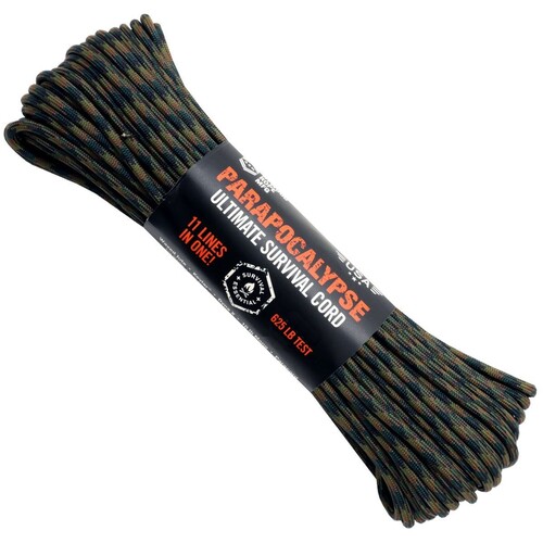 Woodland Camo 25ft Parapocalypse Kevlar Dyna X 11-Strand