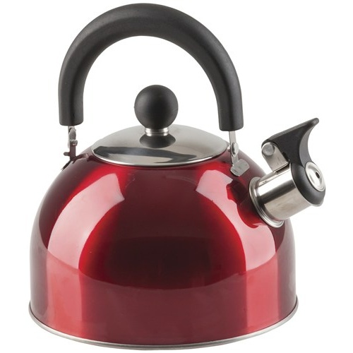 Stainless Steel Anodised Whistling Kettle Red