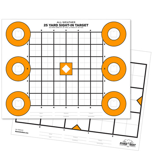Zeroing Target 25 Sheet - 2 Sided White/Orange