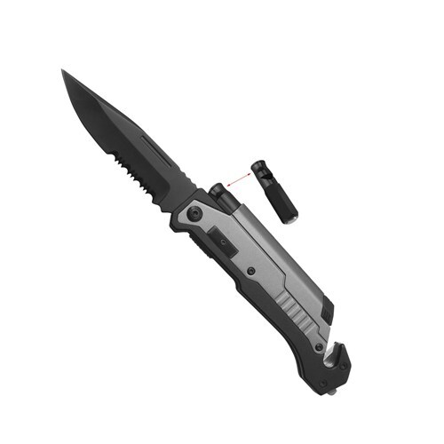 Survival Knife with Emergency Whistle/Fire Starter/Belt Cutter & Window Breaker